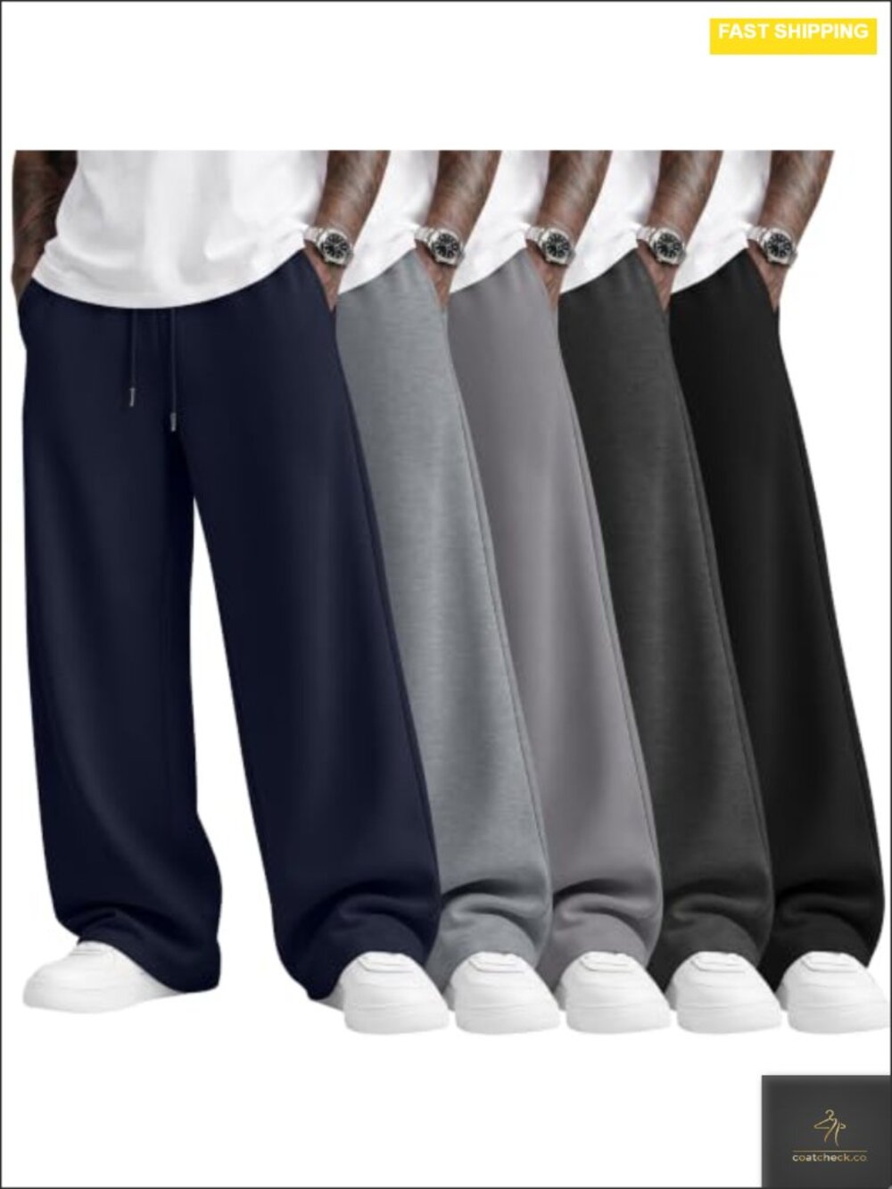 5 Pack Men's Baggy Sweatpants Lightweight Wide Leg Athletic Joggers